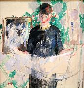 Rik Wouters Woman in Black Reading a Newspaper France oil painting artist
